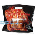 chicken plastic bags for hot roast chicken packaging,with handle and zipper,anti-fogging, Turkey chicken roasted plastic bag